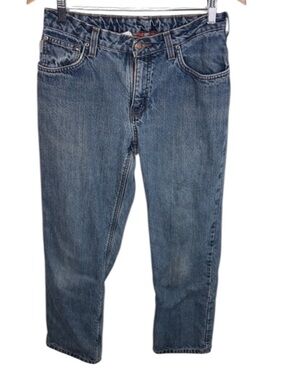 Carhartt Red Flannel Lined Medium Wash Jeans Women Size 6x30 BLEMISH